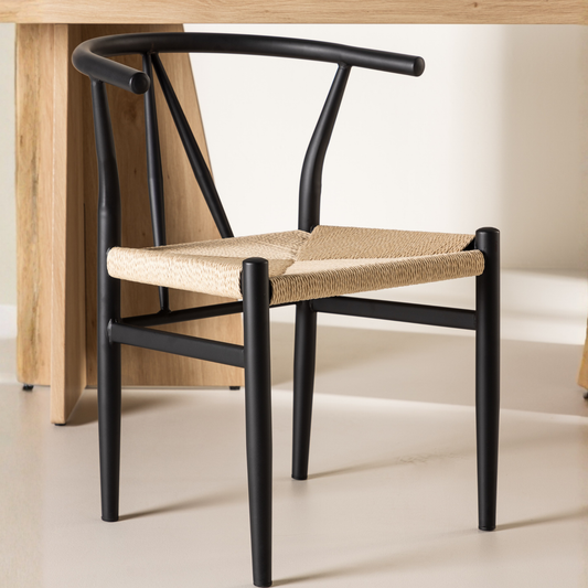 Alfons spisebordsstol Sort & Beige